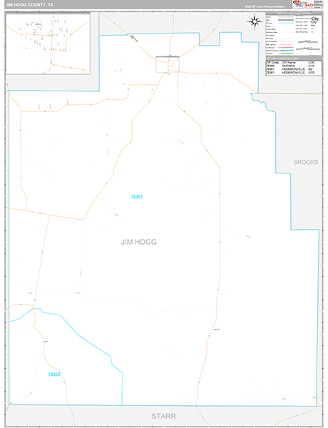 Jim Hogg County, TX Zip Code Map